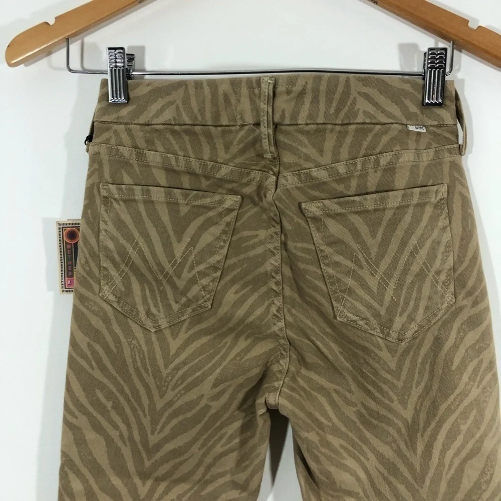 Mother Brown Tan Zebra Stripes Looker Ankle Jeans 25